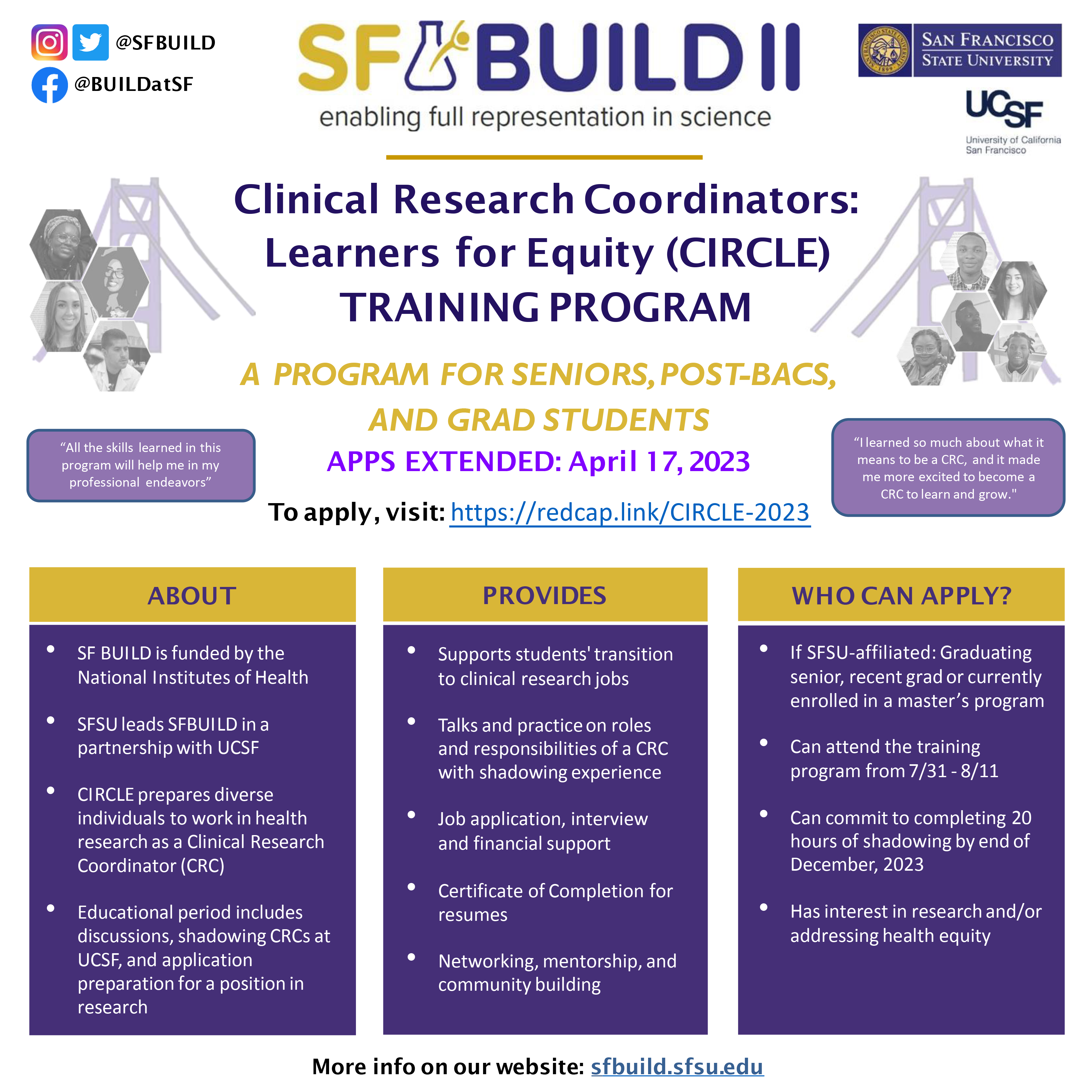 Program flyer for SF BUILD's CIRCLE Program
