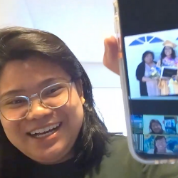 BRC student showcasing a photo from their phone.